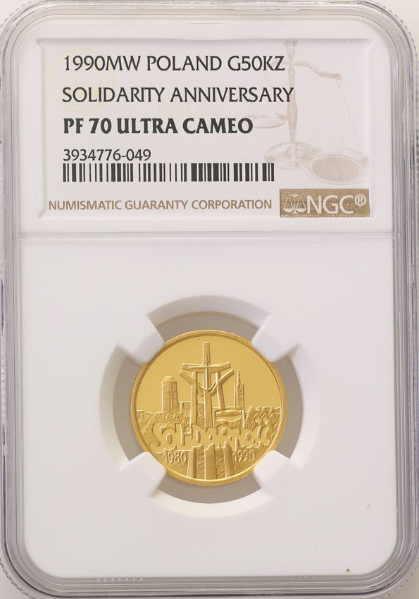 III RP. 50.000 złotych 1990 Solidarność NGC PF70 ULTRA CAMEO (MAX)